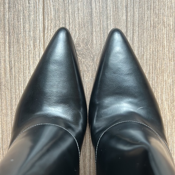 New! Alexander Wang Lys High-Cut Pointed-Toe Black Leather Bootie | 37 - Picture 5 of 12